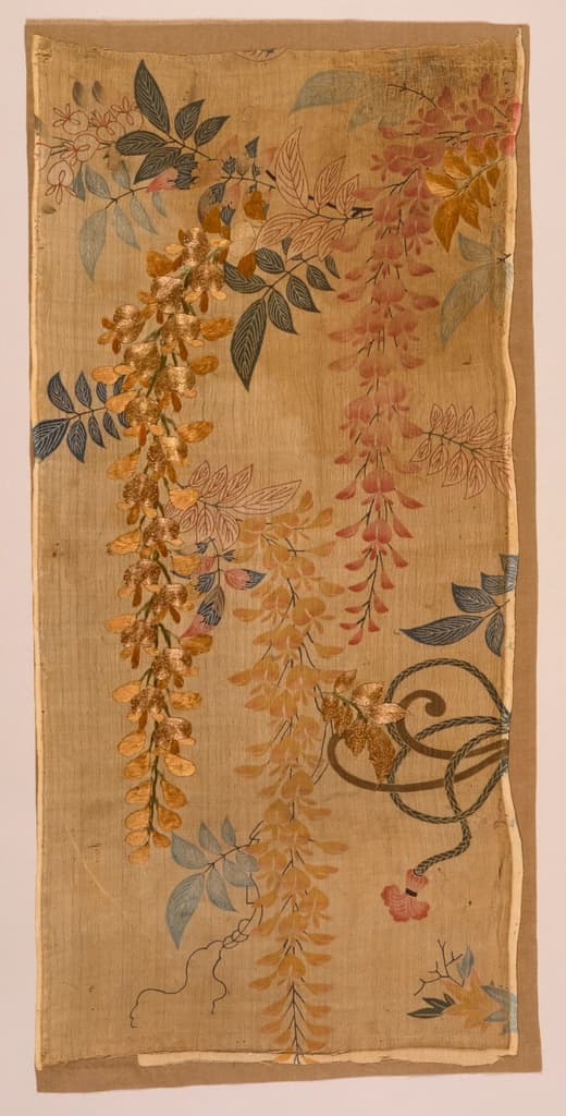 Fragment de kosode teint, motif de glycine